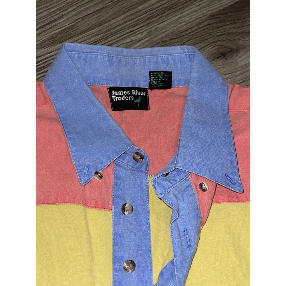 Vintage 80's Surf Stripe Color Block Pullover Beach Polo Shirt XL Zack‎ Morris